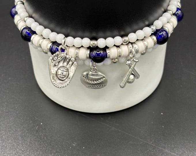 Baseball  Stanley Tumbler Bracelet: NY Yankees  Team Colors, Charm Accessories - Set of 3