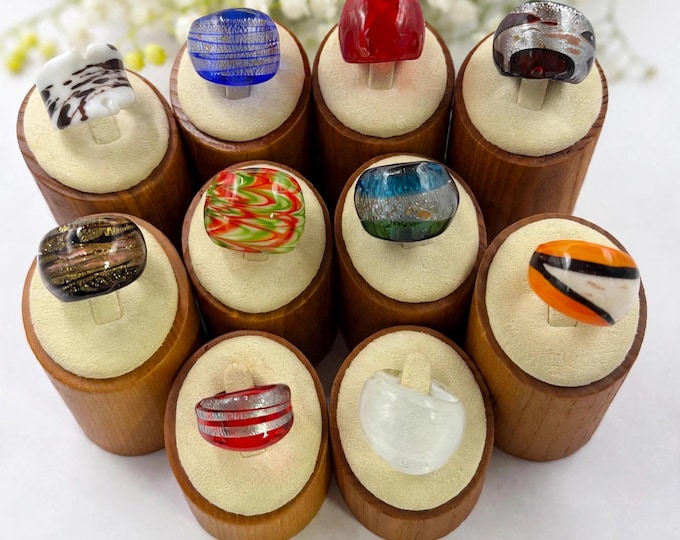 Size 5 1/2 Lampwork Glass Rings | Millefiori, Murano Inspired Designs | Statement Rings