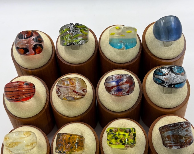 Size 7 3/4  Lampwork Glass Rings | Millefiori Glass Rings | Murano Inspired Glass Rings | Statement Rings