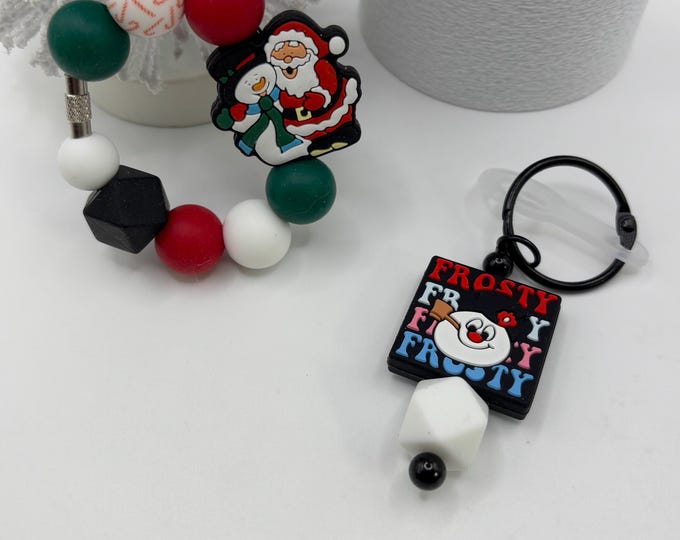 Christmas Santa  Stanley Cup Bracelet:  Cup Handle Bracelet | Straw Charm | Holiday | Santa | Frosty