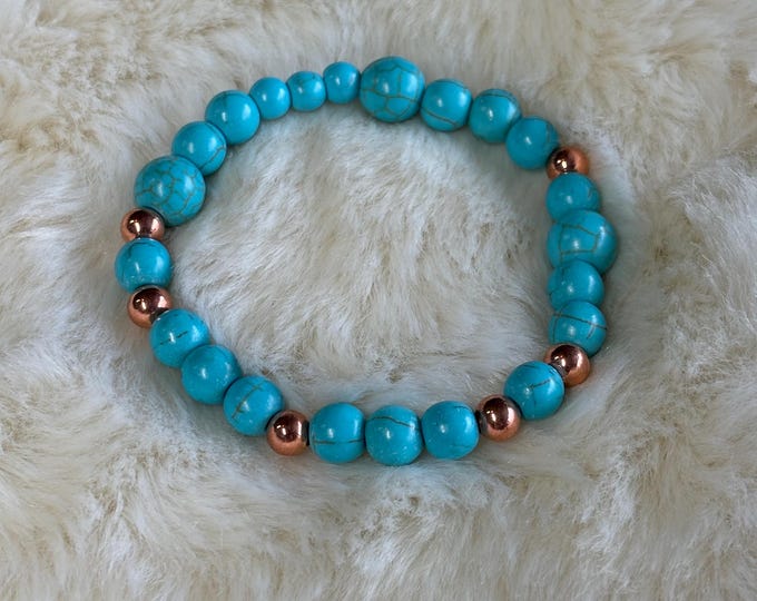 Turquoise Gemstones | Gemstone bracelet | Stretch Bracelet | Morse Code bracelet | Blessed