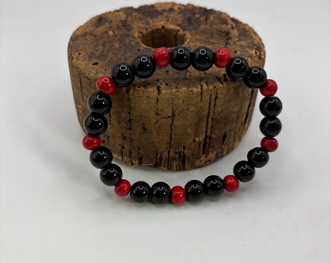 Onyx Gemstones Beaded Bracelet |  8 1/2 inch Stretch bracelet | Unisex Bracelet