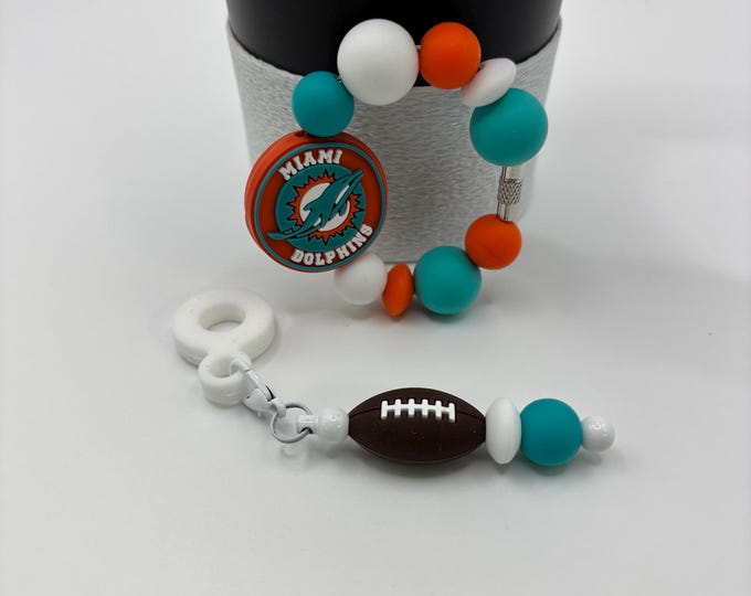 Football Tumbler Accessories |  Stanley or Other Tumbler Cup Handle Bracelets | Straw Charms | Football