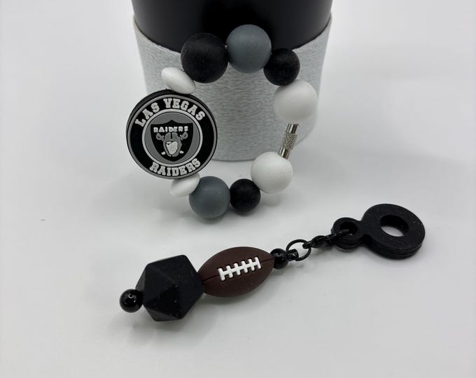 Football Tumbler Accessories |  Stanley or Other Tumbler Cup Handle Bracelets | Straw Charms | Football  | Many Teams