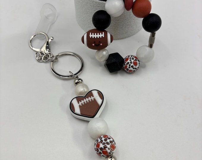 Football Tumbler Accessories |  Stanley or Other Tumbler Cup Handle Bracelets | Straw Charms | Football Team