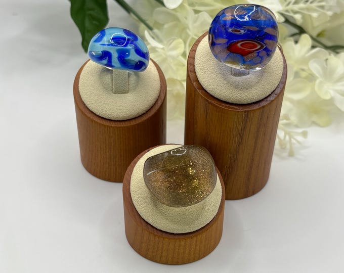 Size 8 1/4 Lampwork Glass Rings | Millefiori Glass Rings | Murano Inspired Glass Rings