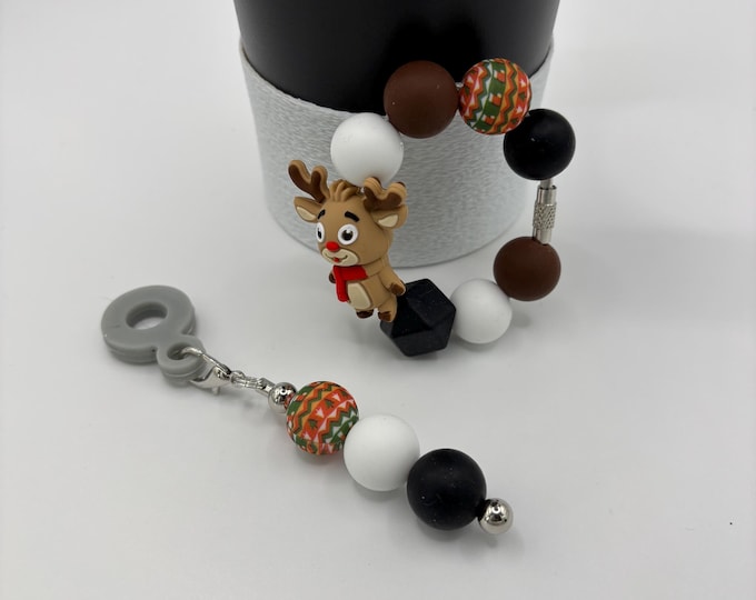 Christmas Reindeer  Stanley Cup Bracelet:  Cup Handle Bracelet | Straw Charm | Purse Bracelet | Reindeer | Holiday