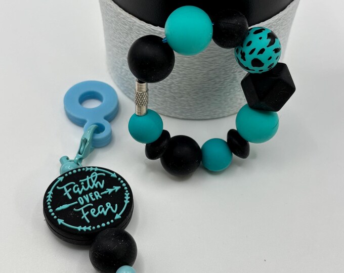 Faith Stanley Tumbler Straw Charm  | Handle Charm | Silicone Focal Beads |  Faith over Fear |