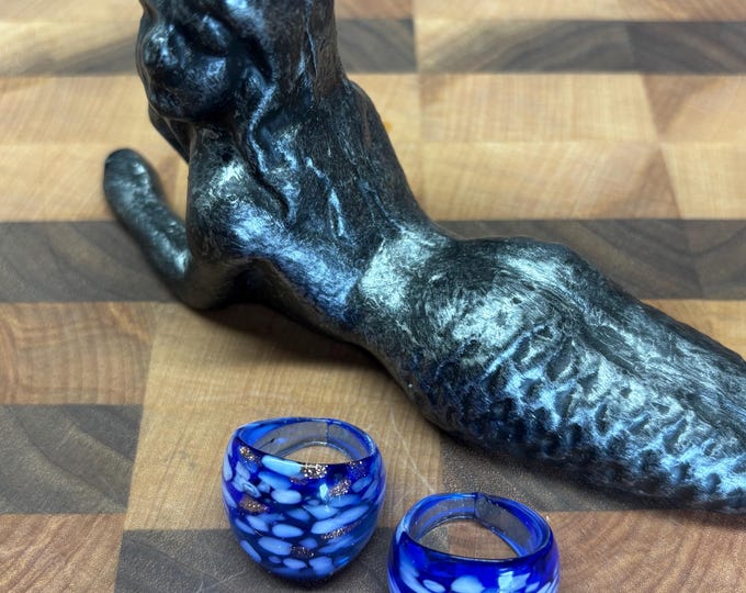 Blue Murano Inspired Glass Ring | Statement Ring | Lampwork Ring|