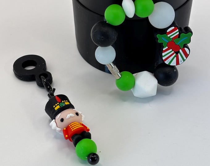 Christmas Nutcracker Stanley Cup Bracelet:  Cup Handle Bracelet | Straw Charm | Purse Bracelet | Holiday  | Candy Cane