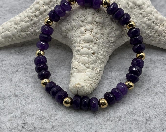 Amethyst Gemstone Bracelet | Stretch Bracelet | Purple Amethyst Bracelet
