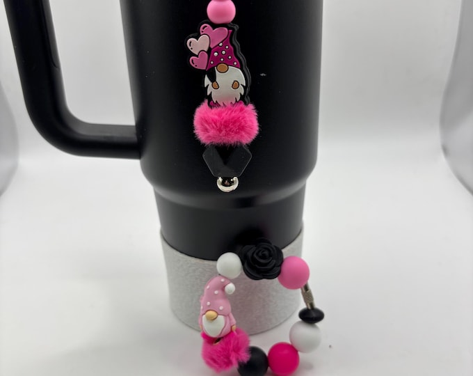 Valentines Day Gnomes Stanley Cup Bracelet:  Cup Handle Bracelet | Straw Charm  | Valentine | Hearts