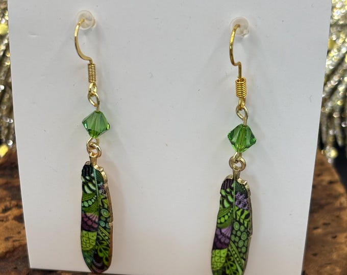 Feather Earrings Several Options | Bohemian Earrings | Enamel Feather Earrings | Boho Style