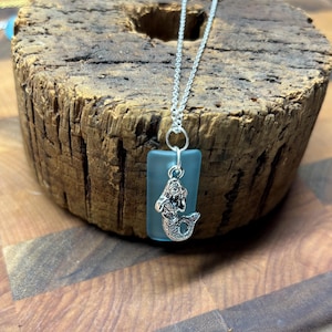 Seaglass Necklaces | Blue Seaglass | Seaglass Necklace with Charm | Mermaid Charm