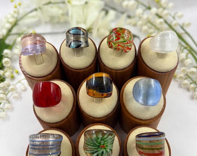 Size 6 Lampwork Glass Rings | Murano Inspired Glass Rings | Statement  Rings | Cocktail Rings