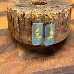 Blue Seaglass Earrings | Blue Seaglass | Seaglass Earrings with Charm | Mermaid Charm
