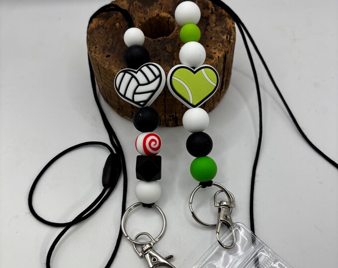 Sports Theme  Beaded Lanyards |  Silicone Beads | Cruise Lanyard | Badge Sleeve | Kid or Adult Lanyard