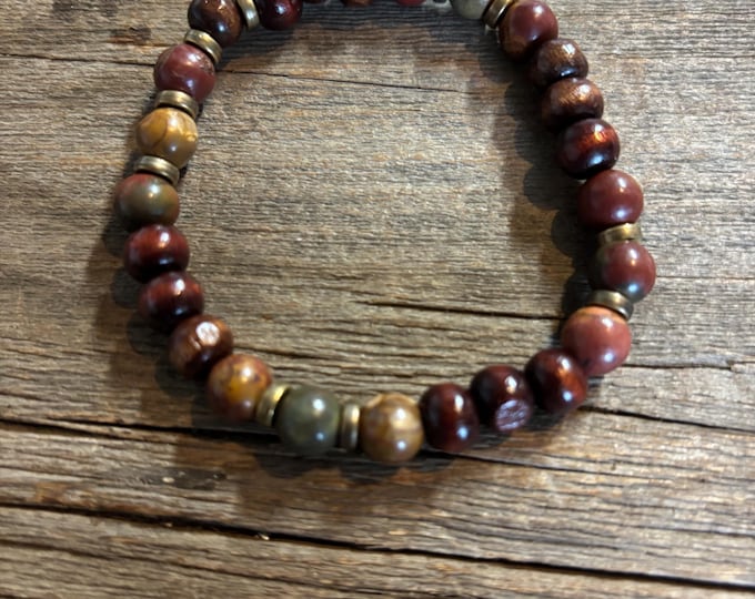 Picasso Jasper Gemstones | Stretch Bracelet | Mens or Ladies Bracelet