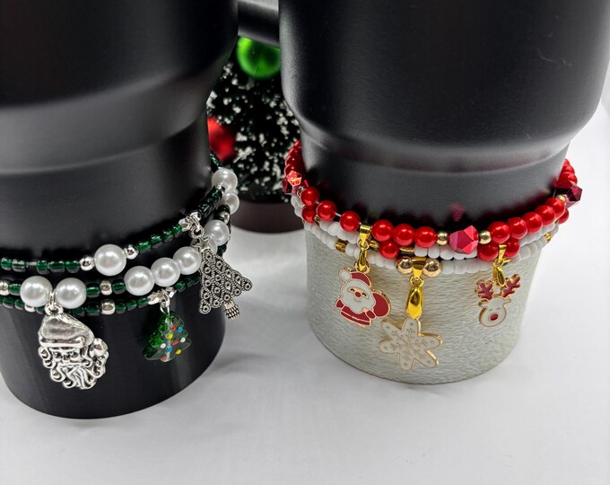Christmas Stanley Cup Bracelet | Tumbler Accessories  | Stanley Charm Bracelet | Tumbler Bracelet | Christmas | Stretchy Cup Bracelet