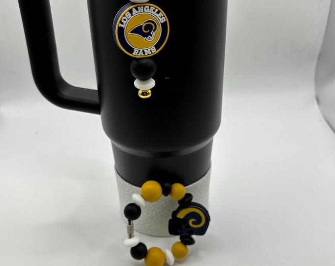 Football Tumbler Accessories |  Stanley or Other Tumbler Cup Handle Bracelets | Straw Charms | Football team | Football charm