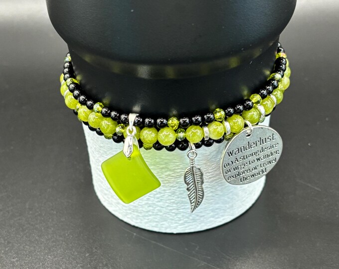 Sea Glass Stanley Cup Bracelet | Tumbler Accessories | Stanley Charm Bracelet | Tumbler Bracelet | Stretchy Cup Bracelet | Stanley Stack |