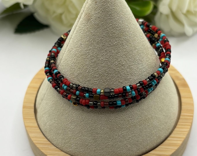 Seed Bead Bracelet | Memory Wire Bracelet | Multi-Strand Bracelet |