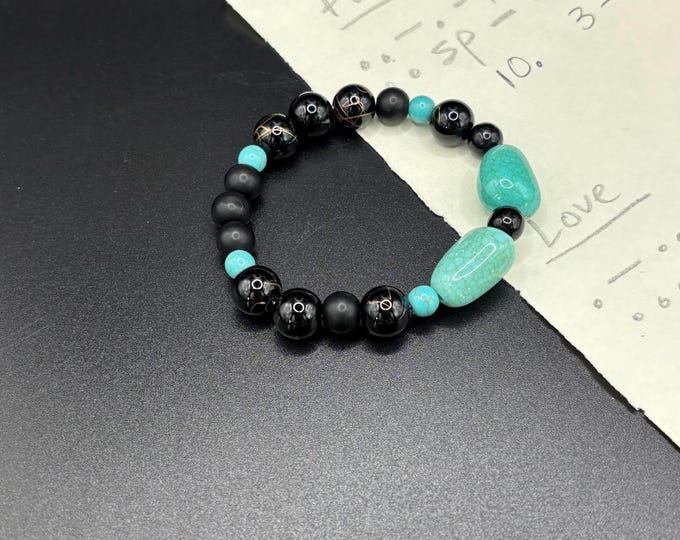 Howlite Gemstones | Gemstone bracelet | Stretch Bracelet | Morse Code bracelet | Love