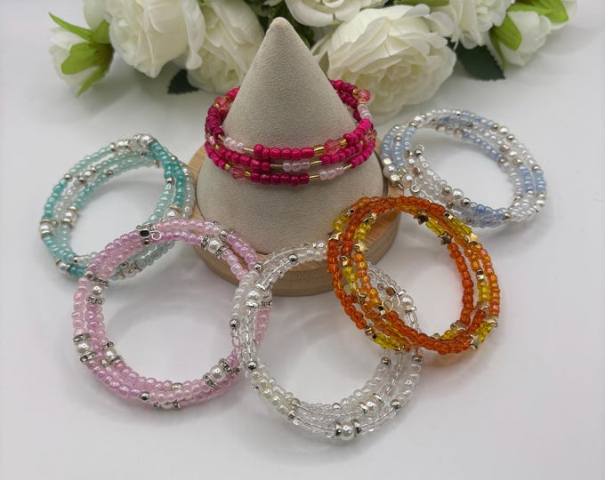 Seed Bead Bracelet | Memory Wire Bracelet | Multi-Strand Bracelet | Minimalist