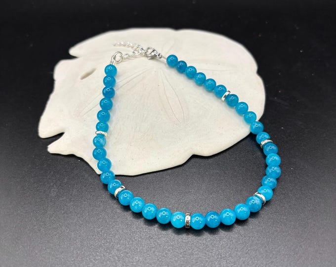Blue Apatite Gemstone Anklet |  Ankle Bracelet | Gemstone Ankle Bracelet | Anklet