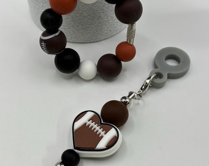 Football Stanley Tumbler Straw Charm  | Handle Charm | Silicone Focal Beads | Football |