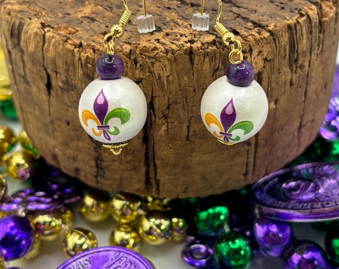 Mardi Gras | New Orleans | Fleur-de-Lis earrings |  Mardi Gras Earrings