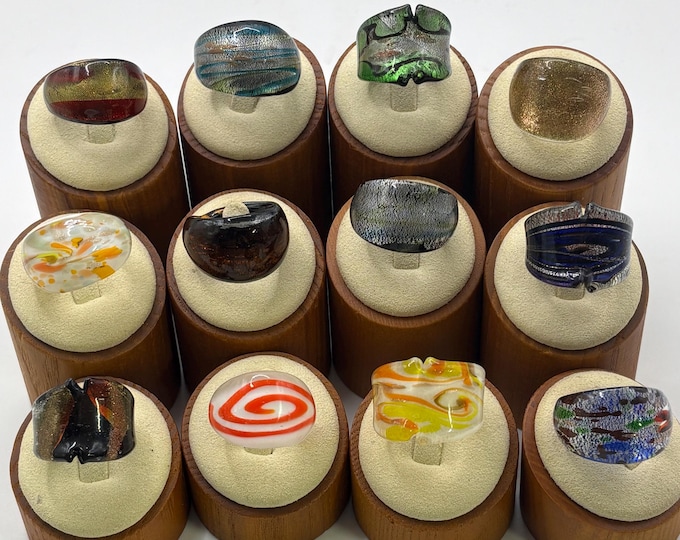 Size 8 Lampwork Glass Rings | Millefiori Glass Rings | Murano Inspired Glass Rings | Statement Rings | Set#8