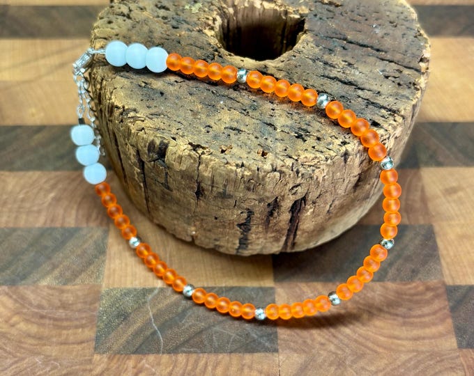 Orange Seaglass Anklet |  Orange  Seaglass | Ankle Bracelet | Seaglass Jewelry