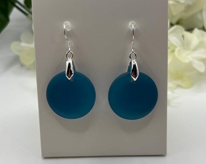 Peacock  Blue Seaglass Earrings | Seaglass | Beach Glass Earrings on Sterling Silver