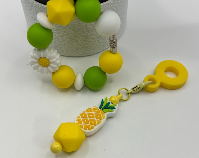 Pineapple Stanley Tumbler Straw Charm  | Handle Charm | Silicone Focal Beads | Pineapple |