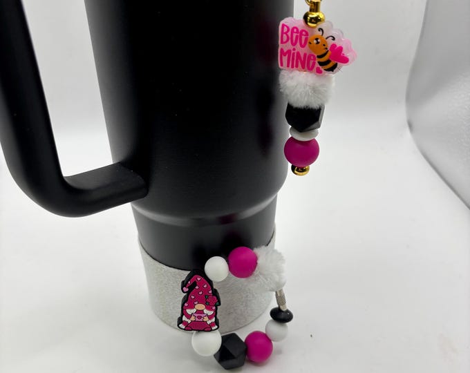 Valentines Day Gnomes Stanley Cup Bracelet:  Cup Handle Bracelet | Straw Charm  | Valentine | Hearts
