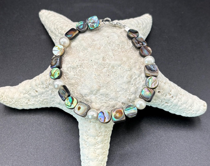 Freshwater Pearl and Abalone Bracelet | Freshwater Pearls  | Pearl Bracelet | Abalone Shell
