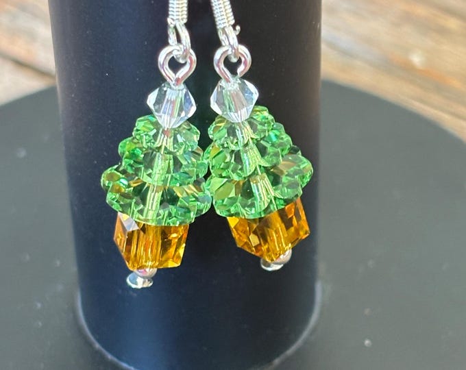 Swarovski Christmas Tree Earrings | Holiday Earrings |  Swarovski Crystals  | Christmas Earrings | Sterling Earrings