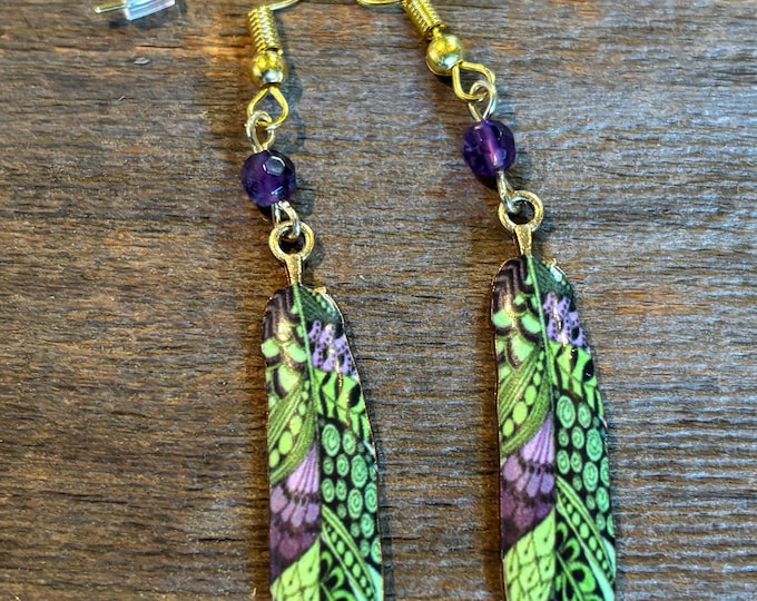 Feather Earrings | Bohemian Earrings | Enamel Feather Earrings | Boho Style