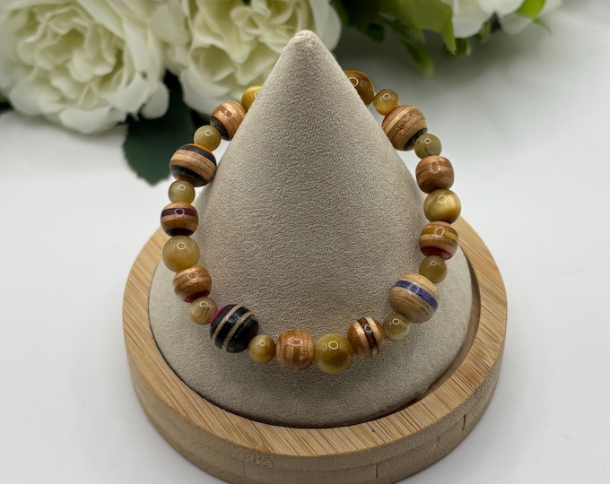 A Skateboard Bracelet | Skateboard Deck Repurposed  | Skateboard Wood Earrings | Skateboard Bracelet |