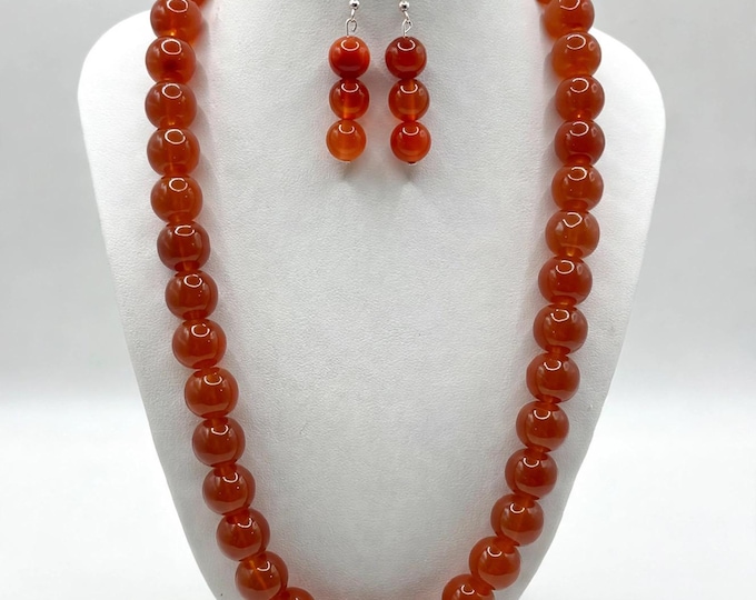 Carnelian Statement  Necklace | Carnelian Gemstone Necklace | 12mm Gemstones | Statement Necklace