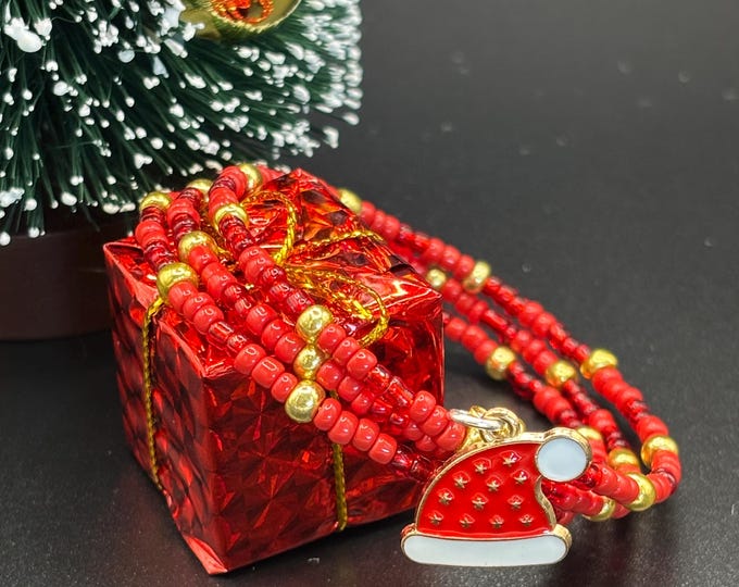 Christmas Seed Bead Bracelet with Charm |  Christmas Bracelet | Holiday Bracelet | Memory Wire Bracelet | Multi Strand