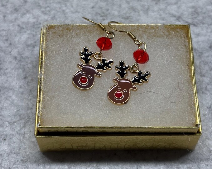 Christmas Earrings | Holiday Earrings | Christmas Earrings | Sterling Silver Ear Wires | Reindeer