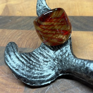 Gold and Burnt Orange Murano Inspired Glass Ring | Size 4 1/2 | Statement Ring | Lampwork Ring| Thick Style