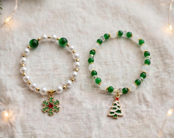 Christmas Charm Bracelets | Holiday bracelets  | Stretch Bracelets