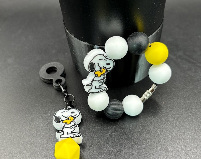 Beagle Snoop Tumbler Cup Set :  Cup Handle Bracelet | Straw Charm | Purse Bracelet | Cartoon Inspired |