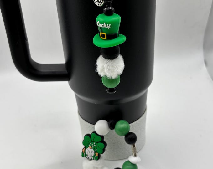 St Patrick’s Day Stanley Cup Bracelet:  Cup Handle Bracelet | Straw Charm  | Leprechaun | Lucky | Gnome