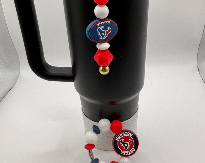 Football Tumbler Accessories |  Stanley or Other Tumbler Cup Handle Bracelets | Straw Charms | Football team | Football charm