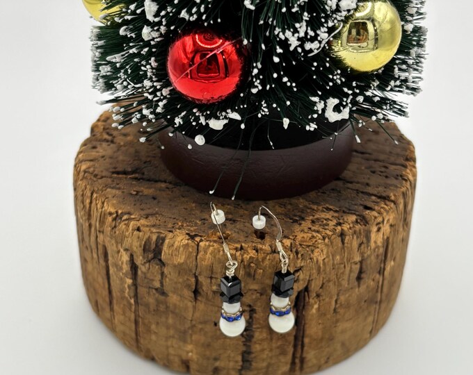 Snowman  Earrings | Holiday Earrings | Swarovski Crystal Earrings | Christmas Earrings | Sterling Silver| Cats Eye