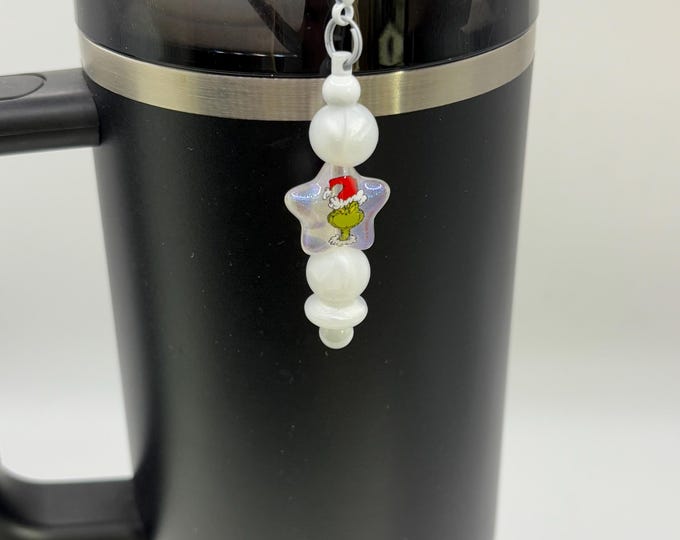 Christmas Grinch Stanley Cup Bracelet:  Cup Handle Bracelet | Straw Charm | Purse Bracelet | Holiday | Grinch |